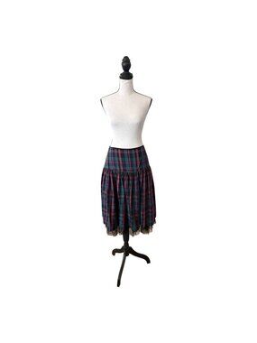 Women's Tartan Plaid Skirt With Tulle Bottom Dark Academia Nordstrom 1901 Small